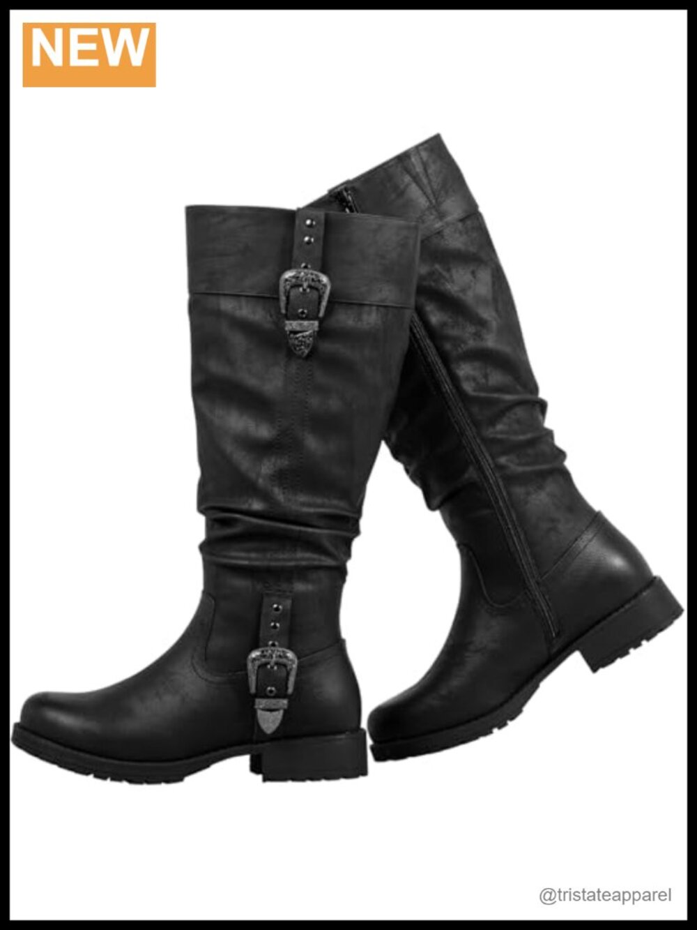 Knee High Boots with Hidden Stretch Panel & Side Zipper | Chunky Low Heel |